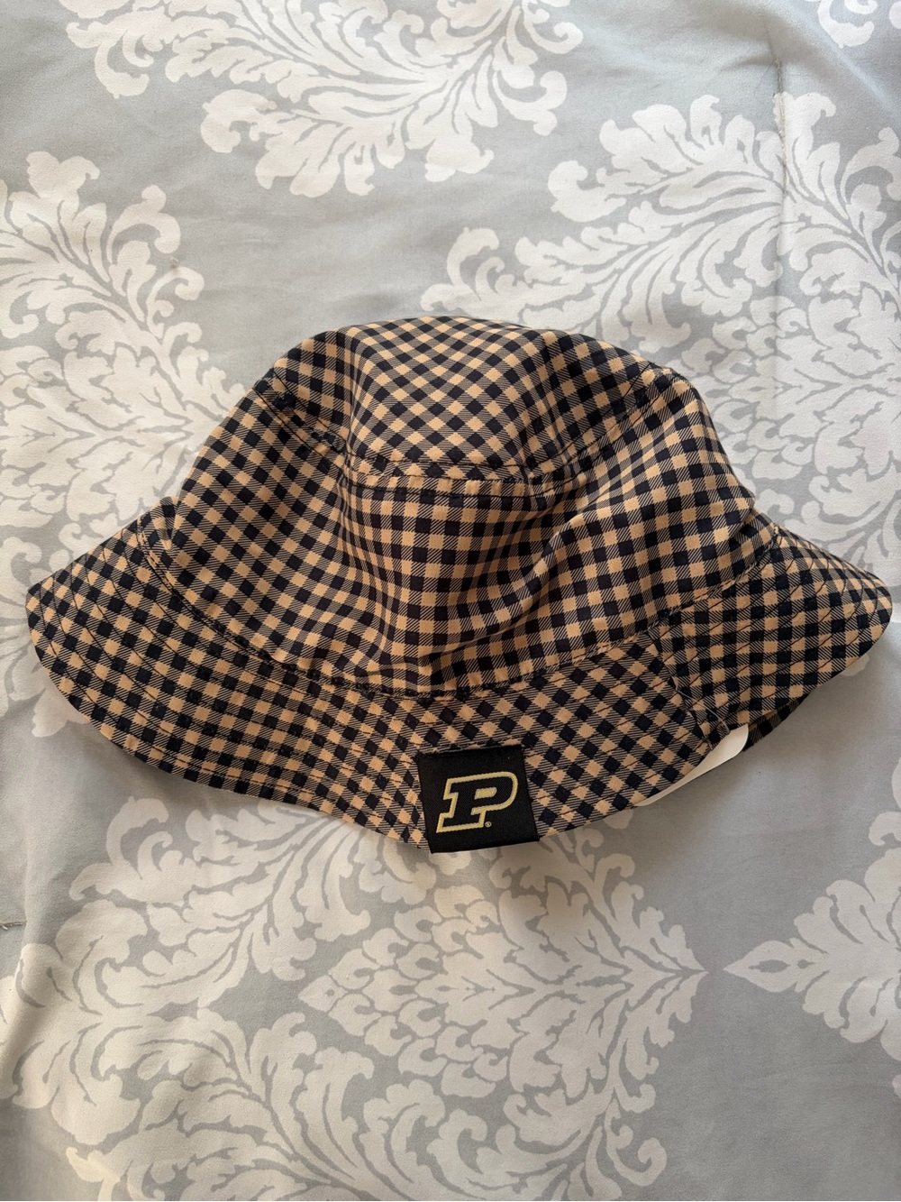 Purdue Black and Gold Check Bucket Hat